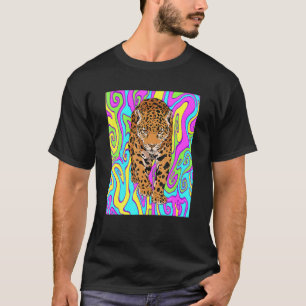 Psychedelic Large Cat Jaguar Rippy Jungle Animal P T-Shirt