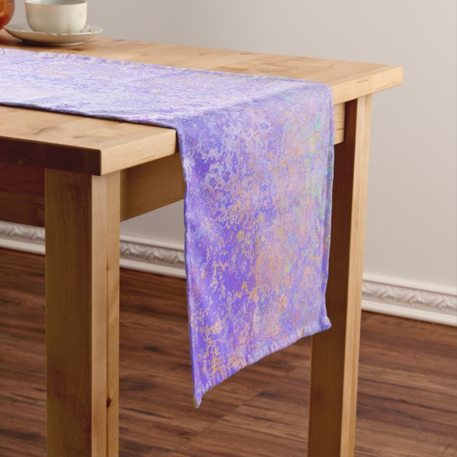 Psychedelic Lavender Purple Neon Pastel Abstract Short Table Runner (In Situ)