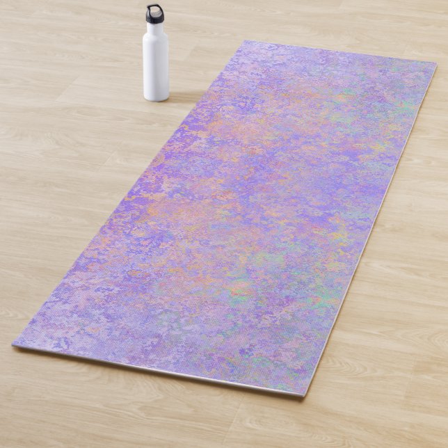 Psychedelic Lavender Purple Neon Pastel Abstract Yoga Mat (In Situ)