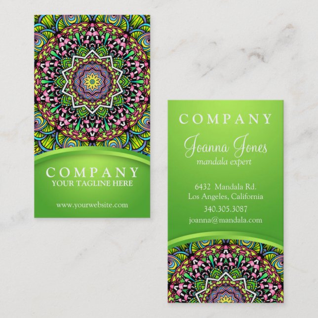 Psychedelic Leaves Mandala Business Card (Front/Back)