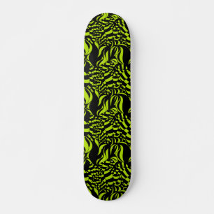 Psychedelic Lime Green and Black pattern Skateboard