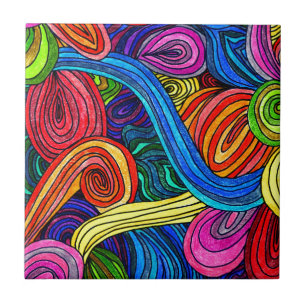 Psychedelic Lines Ceramic Tile