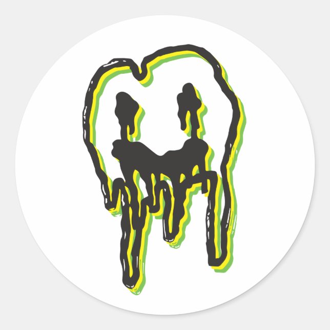 Psychedelic Logo Sticker: Lemon-Lime Classic Round Sticker (Front)