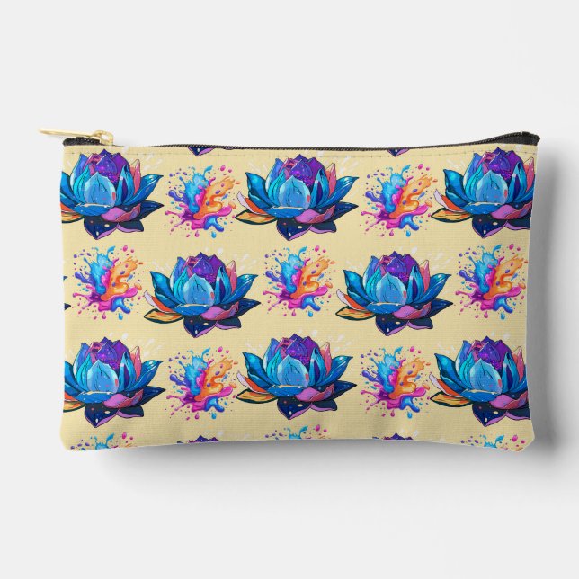 Psychedelic Lotus Blossom Pattern Accessory Pouch (Front)