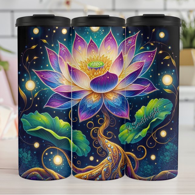 Psychedelic Lotus Flower Cosmic Roots Thermal Tumbler (Creator Uploaded)