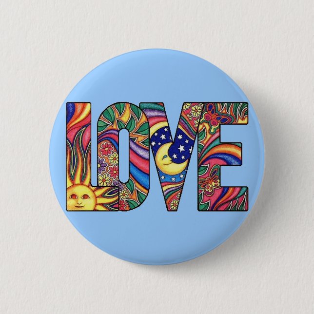 Psychedelic Love 6 Cm Round Badge (Front)