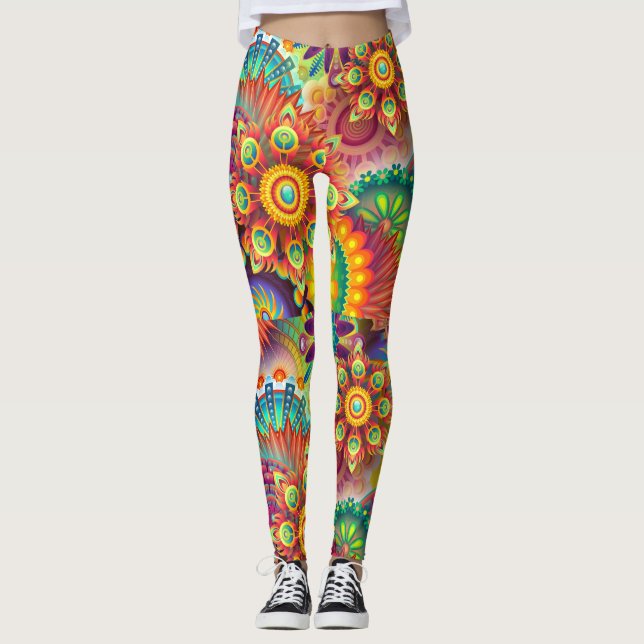 Psychedelic Love Colour Burst Leggings (Front)