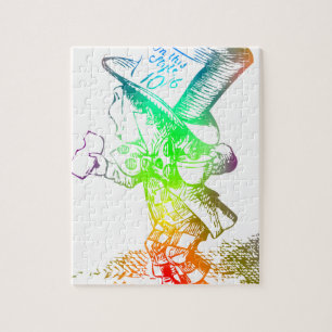 Psychedelic Mad Hatter Trippy Alice Jigsaw Puzzle