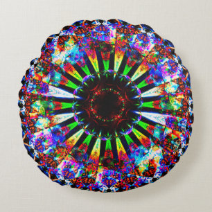 Psychedelic Mandala Art Round Cushion