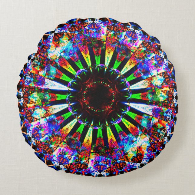 Psychedelic Mandala Art Round Cushion (Front)