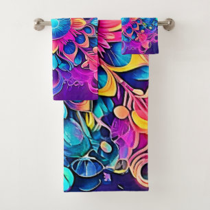 Psychedelic Mandala Design Bath Towel Set