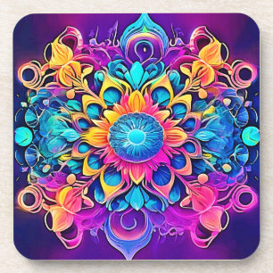Psychedelic Mandala Design Coaster