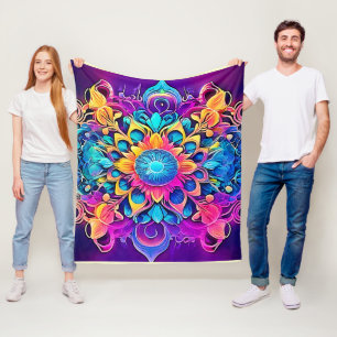 Psychedelic Mandala Design Fleece Blanket