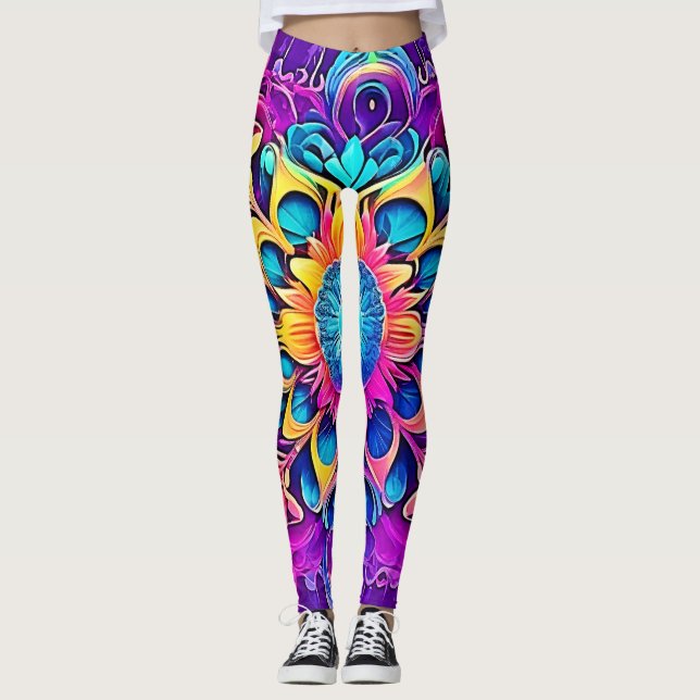 Psychedelic Mandala Design Leggings (Front)