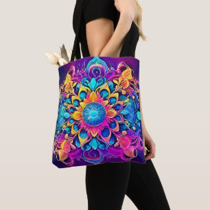 Psychedelic Mandala Design Tote Bag