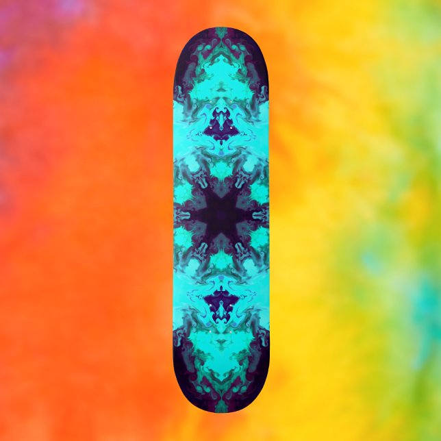 Psychedelic Mandala Flower Blue and Purple Skateboard (Creator Uploaded)