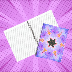 Psychedelic Mandala Flower Blue Pink and Yellow Notebook