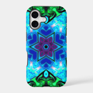 Psychedelic Mandala Flower Blue Purple and Green