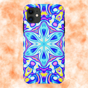 Psychedelic Mandala Flower Blue Purple and Yellow iPhone 11 Case