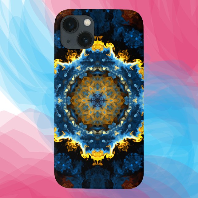 Psychedelic Mandala Flower Blue Yellow and Orange Case-Mate iPhone Case (Creator Uploaded)