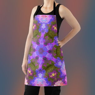 Psychedelic Mandala Flower Purple and Blue Apron