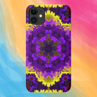 Psychedelic Mandala Flower Yellow and Purple