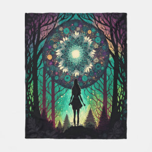 Psychedelic Mandala Forest Blanket   Boho Art