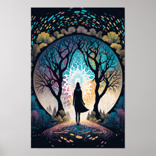 Psychedelic Mandala Forest Poster Trippy 3