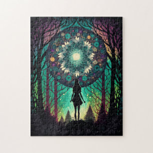 Psychedelic Mandala Forest Puzzle Boho Art