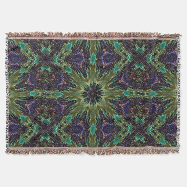 Psychedelic Mandala Retro Hippie Trippy Boho Chic Throw Blanket (Front)