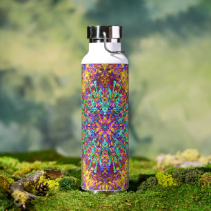 Psychedelic Mandala Trippy Hippie Colour Splash Water Bottle