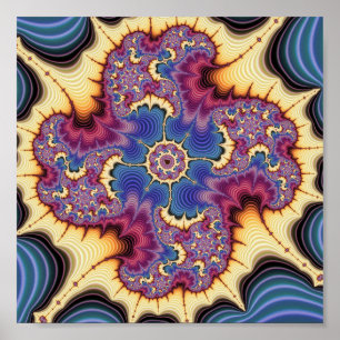 Psychedelic Mandelbrot Fractal Geometric Medallion Poster