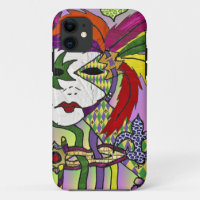 Psychedelic Mardi Gras Feather Mask