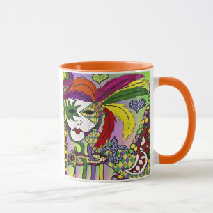 Psychedelic Mardi Gras Feather Mask Mug