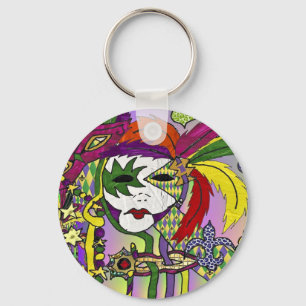 Psychedelic Mardi Gras Feather Masks Gifts Apparel Key Ring
