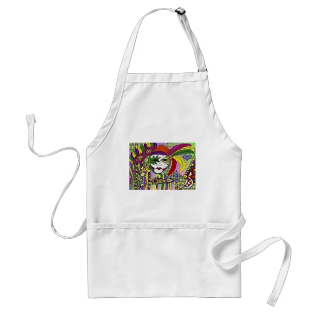 Psychedelic Mardi Gras Feather Masks Gifts Apparel Standard Apron (Front)