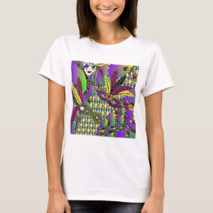 Psychedelic Mardi Gras Feather Masks Gifts Apparel T-Shirt