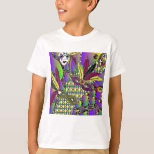 Psychedelic Mardi Gras Feather Masks T-Shirt