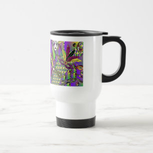 Psychedelic Mardi Gras Feather Masks Travel Mug
