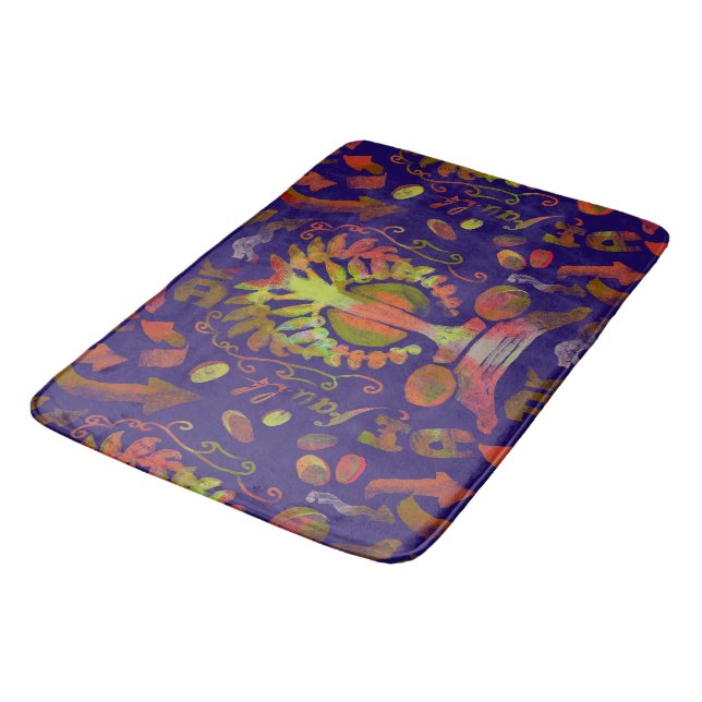 Psychedelic Mirror Symmetry Abstract Art Bath Mat (Angled)