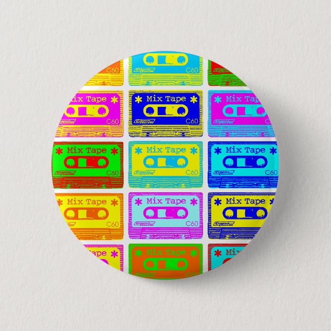 Psychedelic Mix Tape 6 Cm Round Badge (Front)