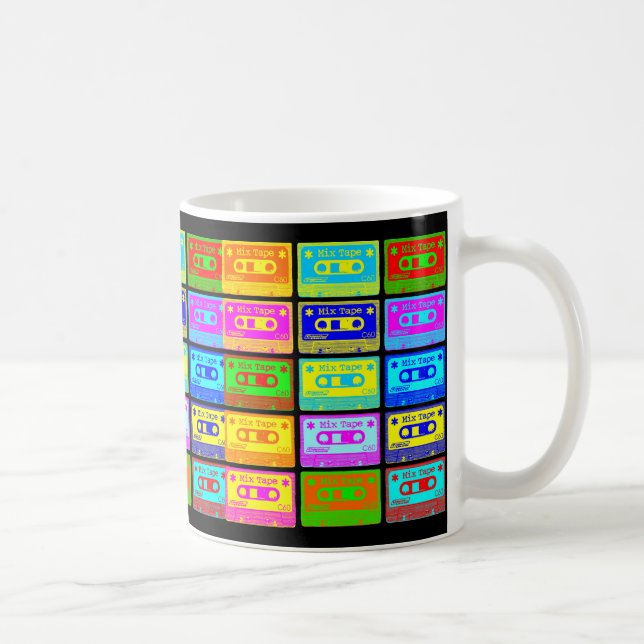 Psychedelic Mix Tape - Black Background Coffee Mug (Right)