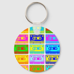 Psychedelic Mix Tape Key Ring
