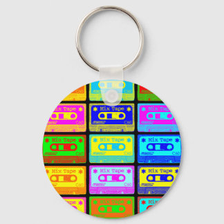 Psychedelic Mix Tape Key Ring