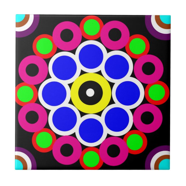 Psychedelic Modern Persian Rug Pattern Ceramic Tile (Front)