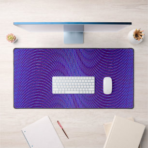 Psychedelic Moiré Effect Abstract Blue and Purple Desk Mat