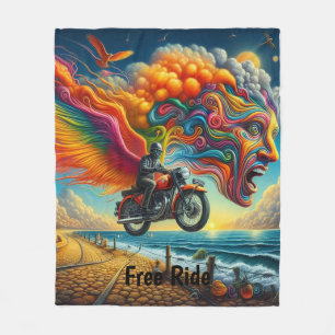 Psychedelic Motorcycle Dreamscape Fleece Blanket