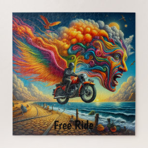 Psychedelic Motorcycle Dreamscape Jigsaw Puzzle