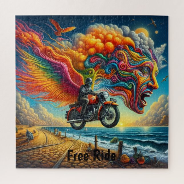 Psychedelic Motorcycle Dreamscape Jigsaw Puzzle (Vertical)