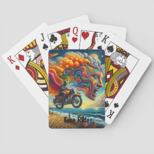 Psychedelic Motorcycle Dreamscape Playing Cards
